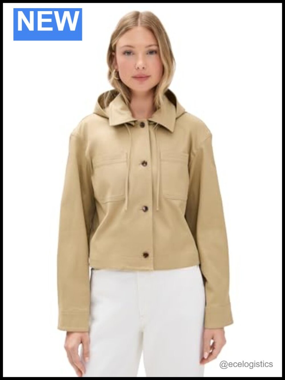 Theory Women's Hood Crop Jacket Cotton Blend Twill Trench
